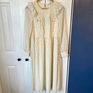 Madewell Ruffle-Shoulder Midi Dress Inkbrush Dots